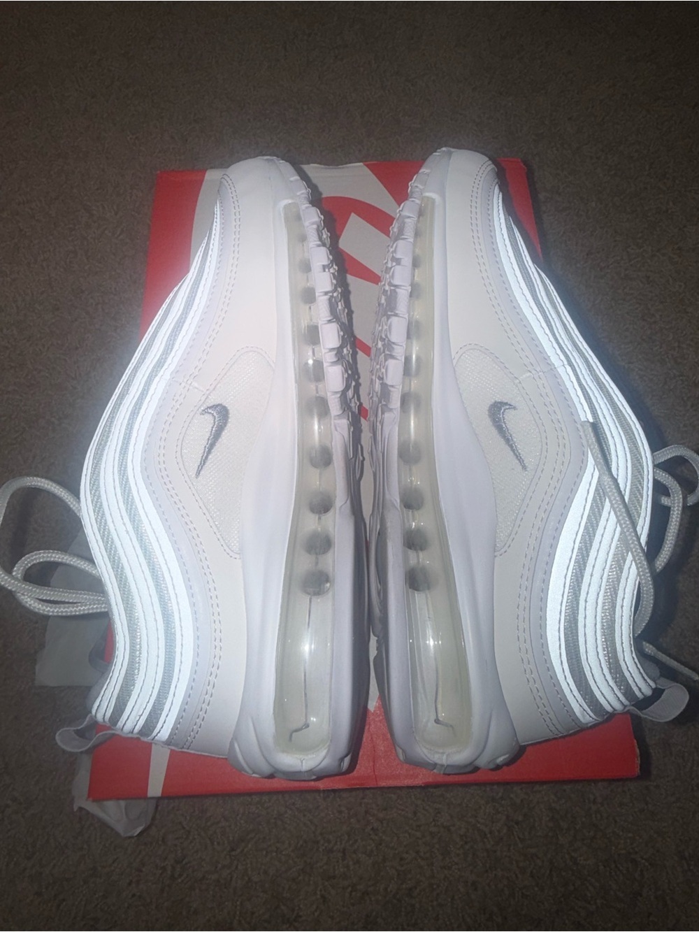 Nike Air Max 97 Triple White Wolf Grey Men’s 6.5 / Women’s 8 921826-101 Like New - Picture 8 of 16